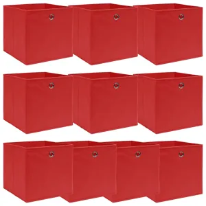 vidaXL Storage Boxes 10 pcs Red 32x32x32 cm Fabric