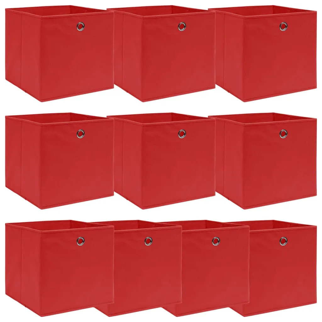 vidaXL Storage Boxes 10 pcs Red 32x32x32 cm Fabric