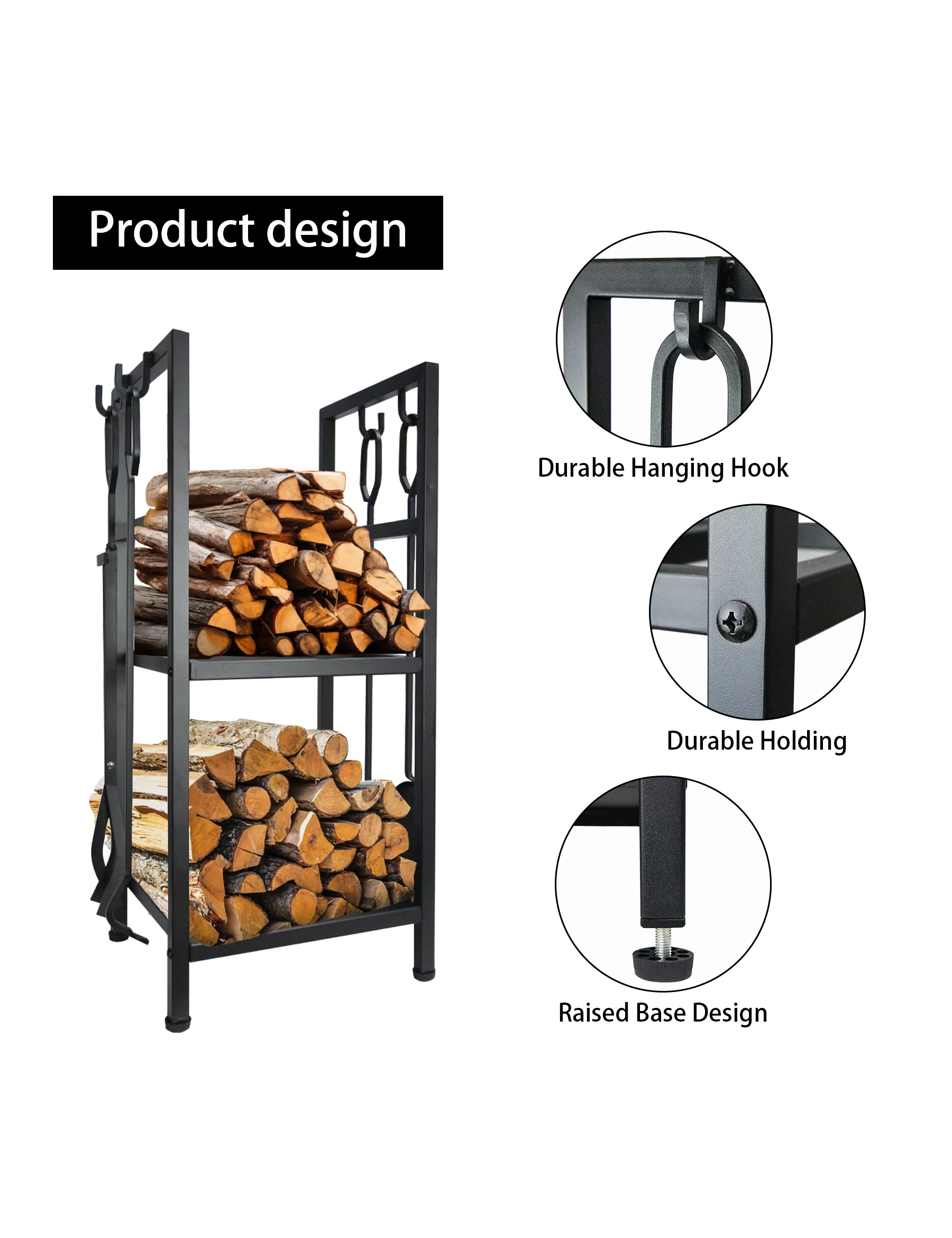 VODA firewood tools rack Lumber Storage Stacking fire pit tools set accessories