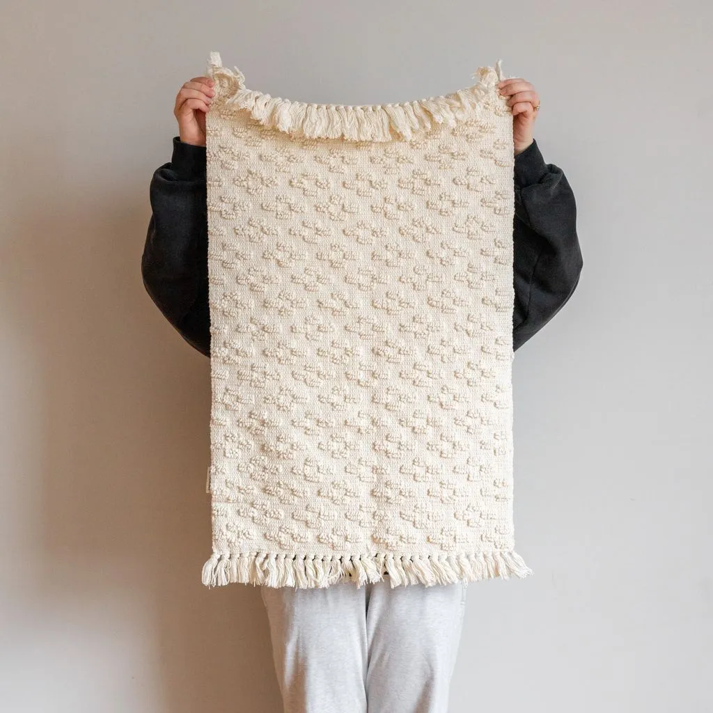 White Jaquard Bath Mat