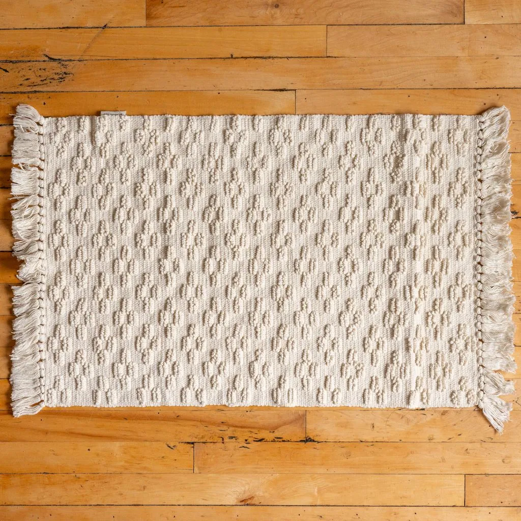 White Jaquard Bath Mat