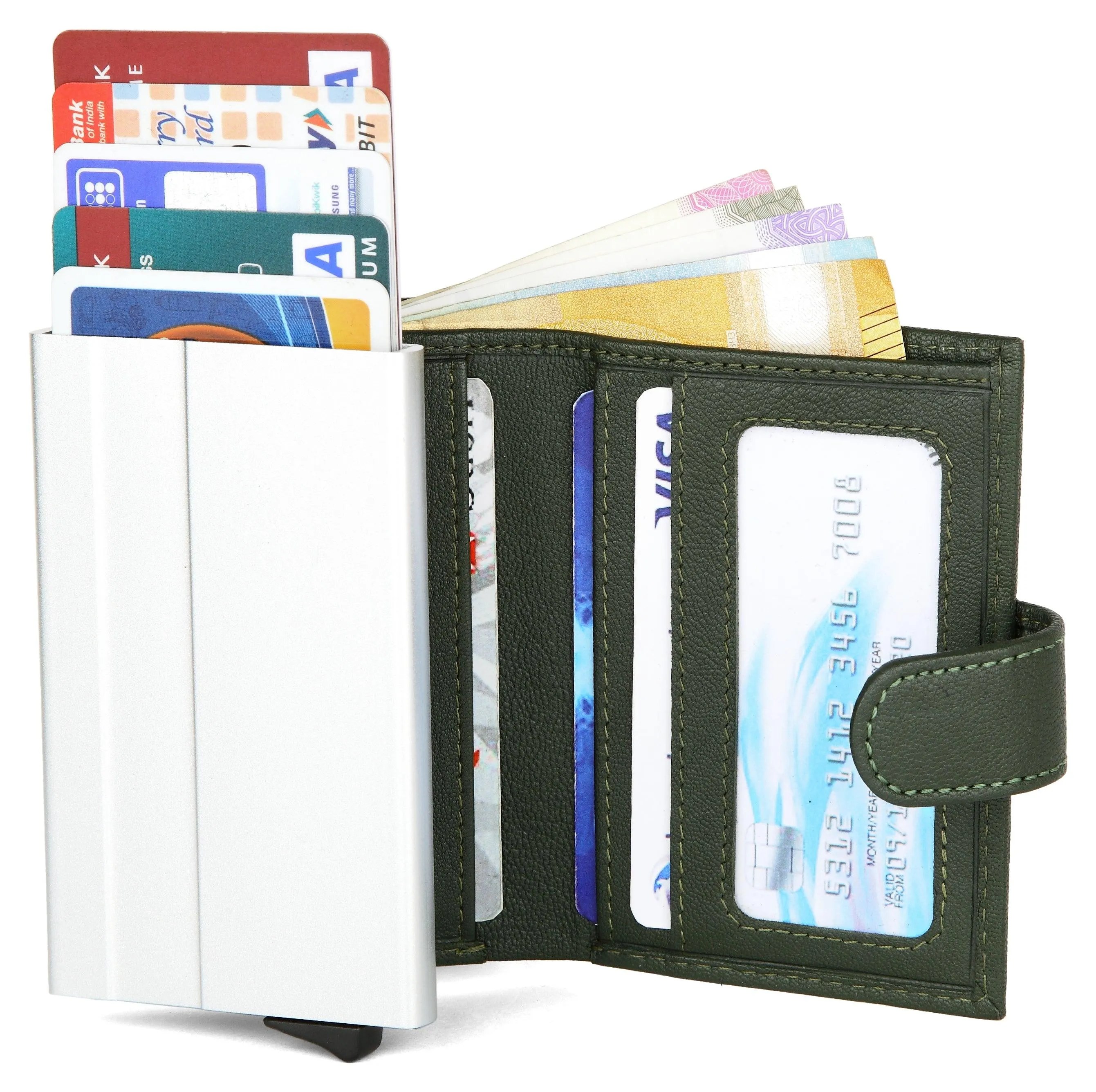 WildHorn® RFID Protected Unisex Genuine Leather Card Holder (Green)