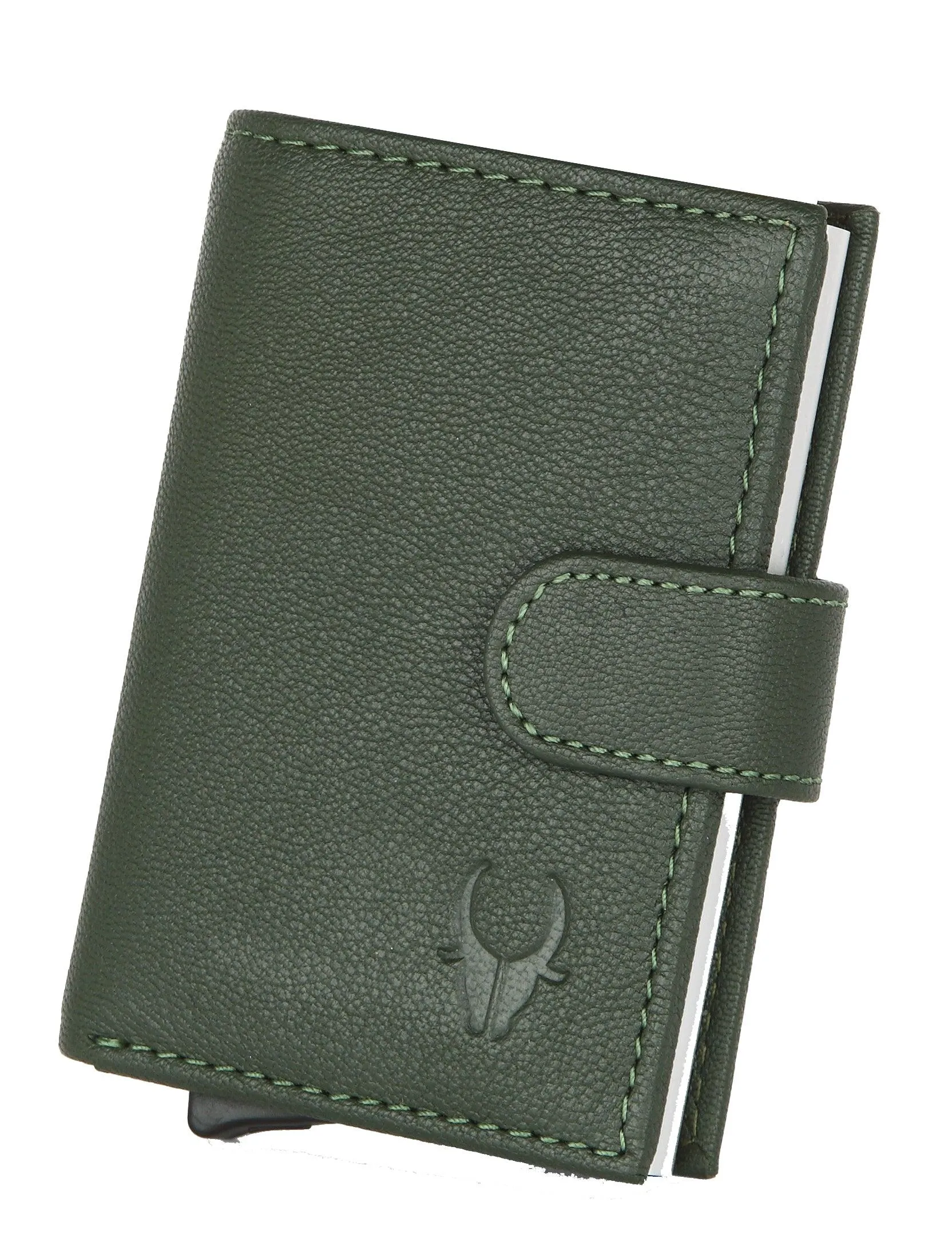 WildHorn® RFID Protected Unisex Genuine Leather Card Holder (Green)