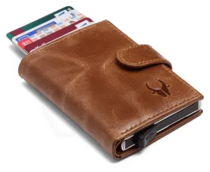 WildHorn® RFID Protected Unisex Genuine Leather Card Holder (TAN Crunch)
