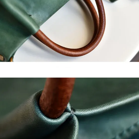 YAAGLE Women Classic Tanned Cowhide Bucket Handbag YG370