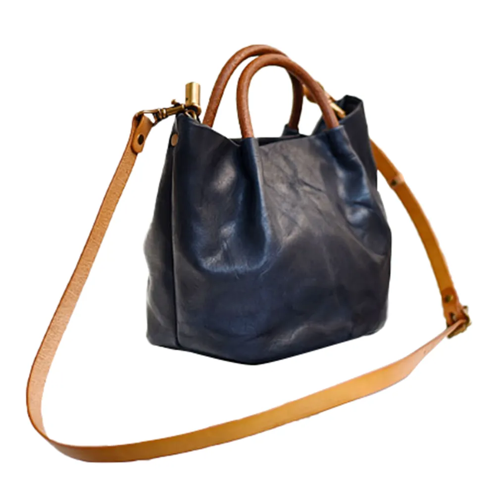 YAAGLE Women Classic Tanned Cowhide Bucket Handbag YG370